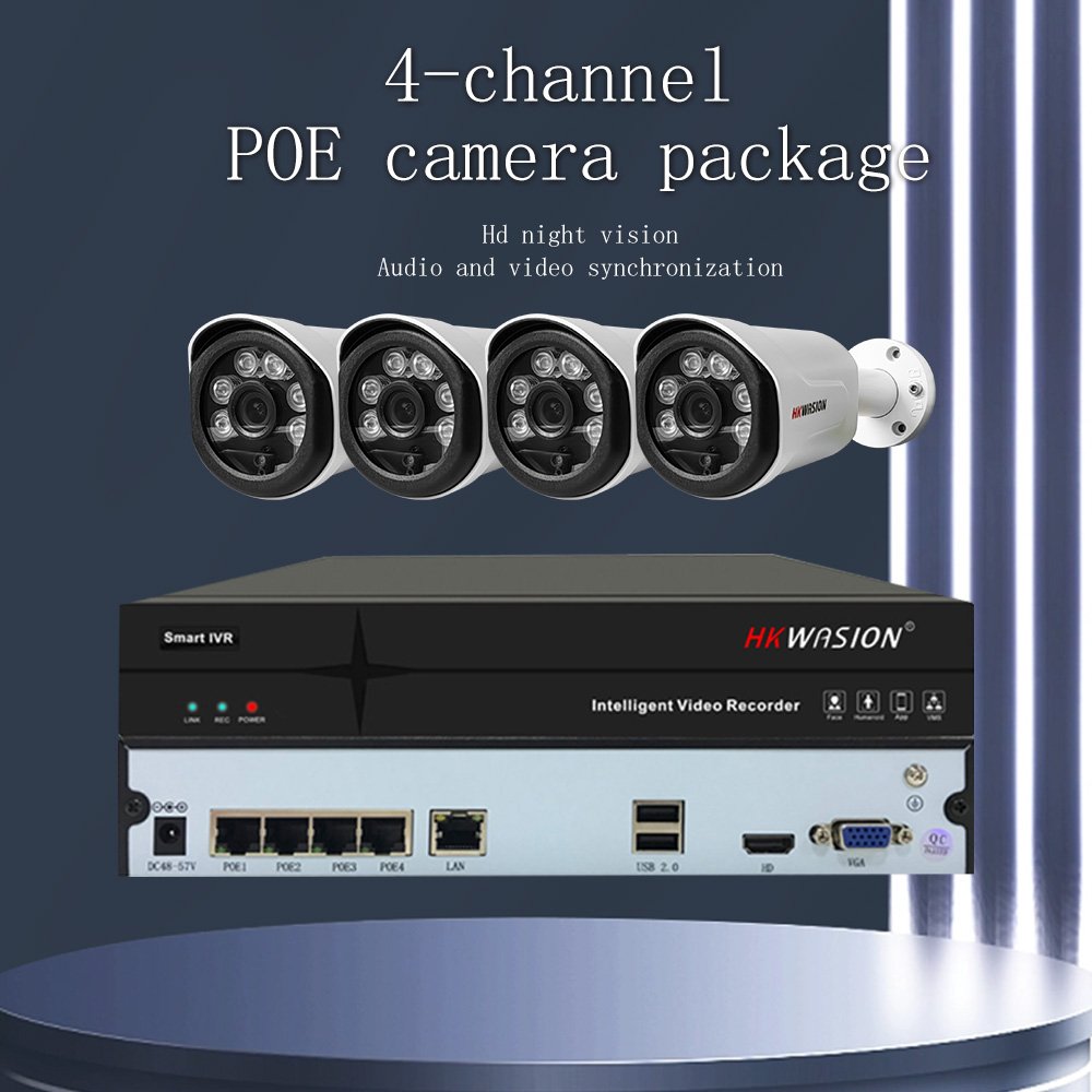 HKWASION 4CH 5mp POE outdoor waterproof IP camera NVR network surveillance system kit 4MM