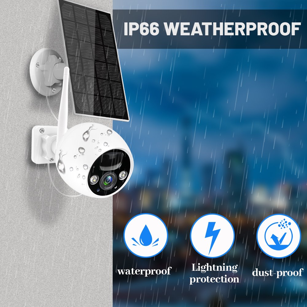 WESECUU CCTV 5200mA Wifi System Security Surveillancee Kit Solar Panel Power Solar Battery Camera Connected To Mobile Phone