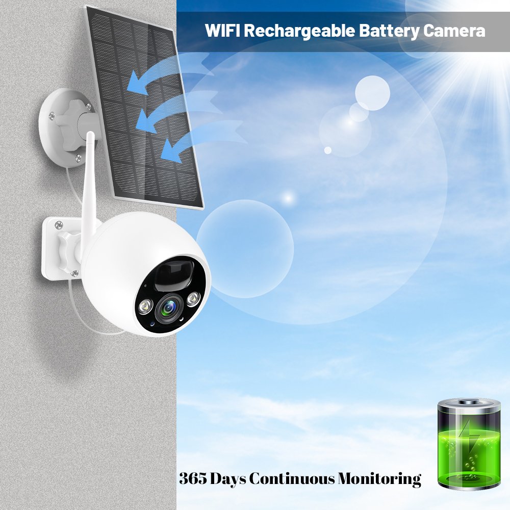WESECUU CCTV 5200mA Wifi System Security Surveillancee Kit Solar Panel Power Solar Battery Camera Connected To Mobile Phone