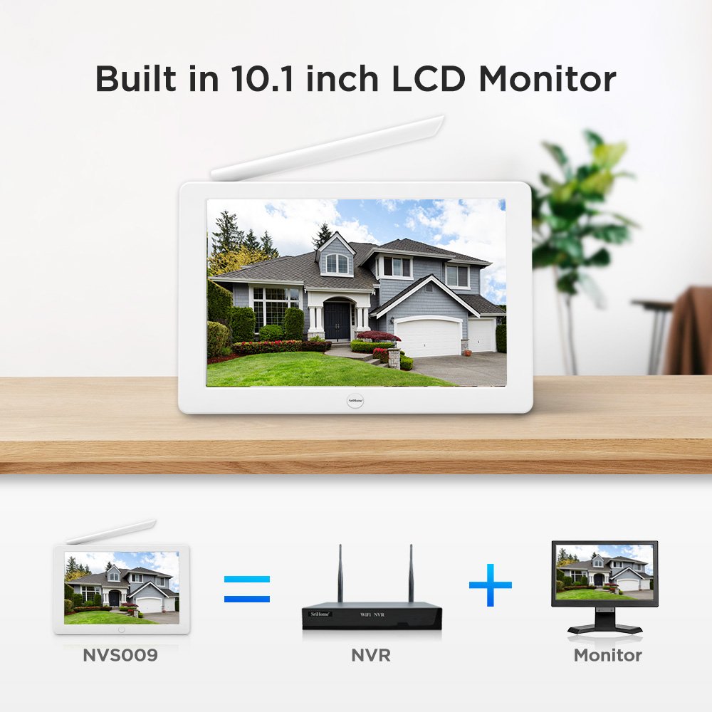 SriHome Hot Selling Touchscreen Monitor 10.1 Inch 1080P Wifi NVR Kit Home Security Camera Systems WiFi Network Video Recorder