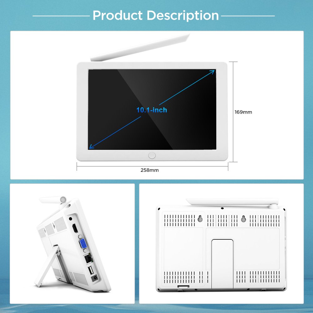 SriHome Hot Selling Touchscreen Monitor 10.1 Inch 1080P Wifi NVR Kit Home Security Camera Systems WiFi Network Video Recorder