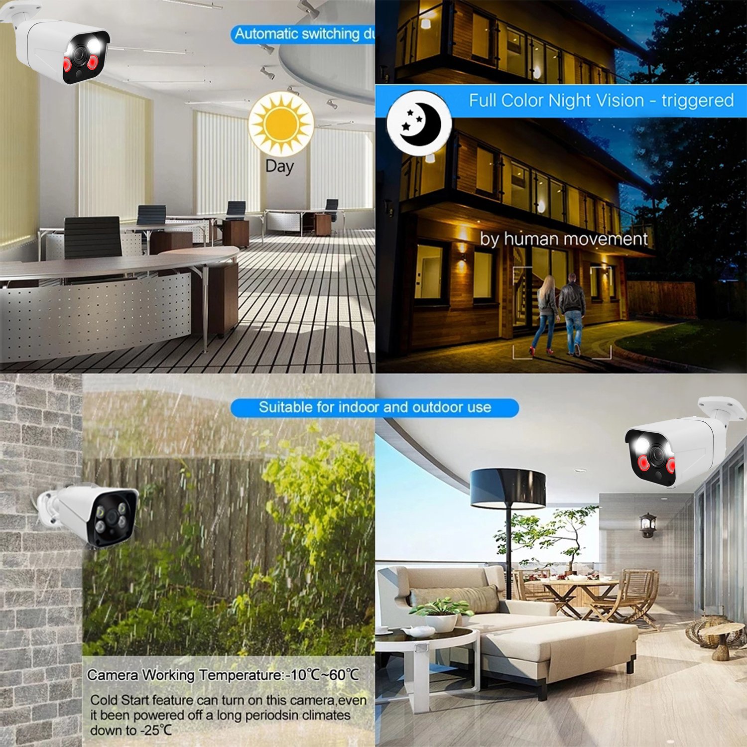 WESECUU 8MP 4K Bullet Fisheye 4ch HD POE IP camera kit CCTV camera security camera outdoor