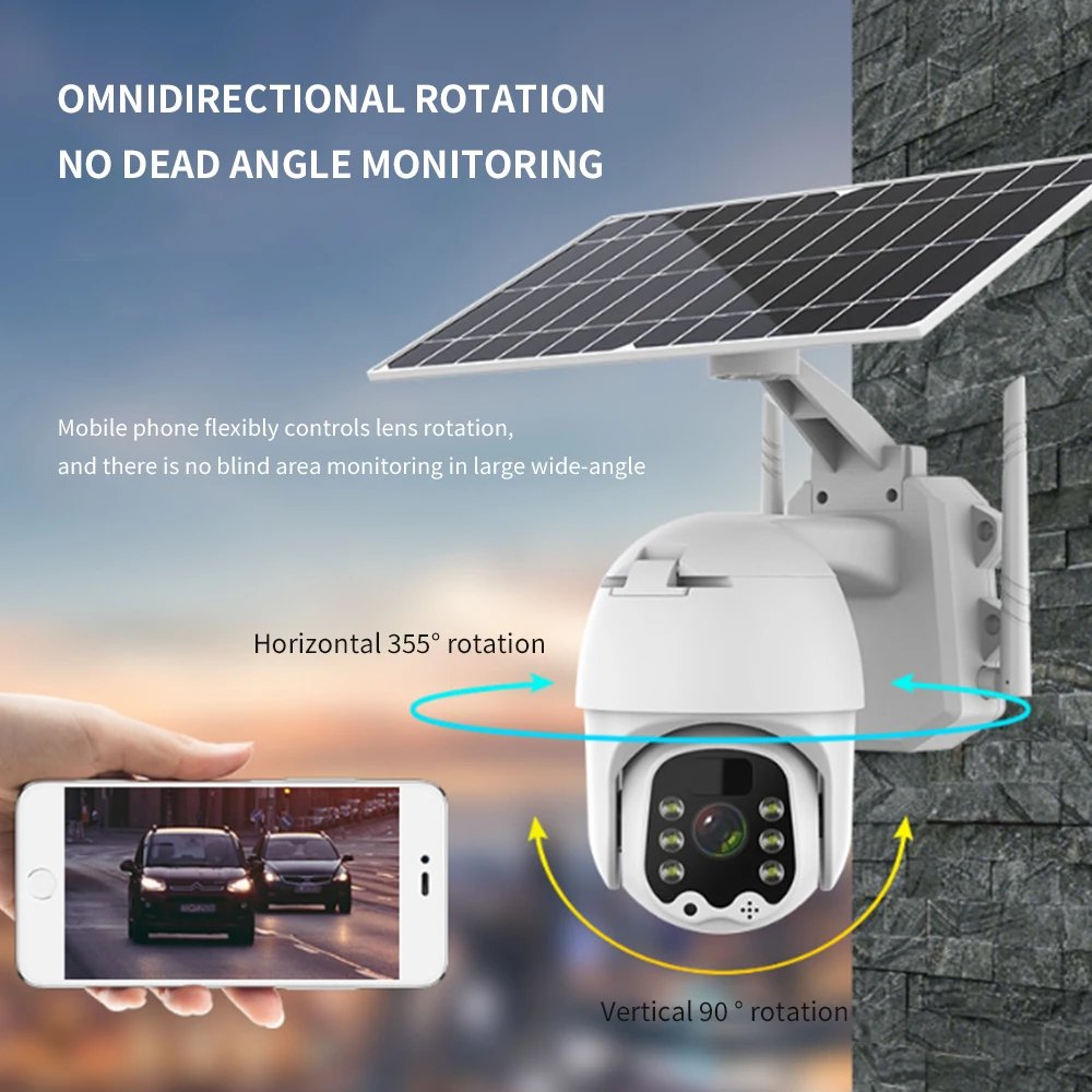 2MP Network Video record Surveillance Wireless Solar Camera 2.4G Wifi Camera Cctv Set System Night vision Home Security Cameras