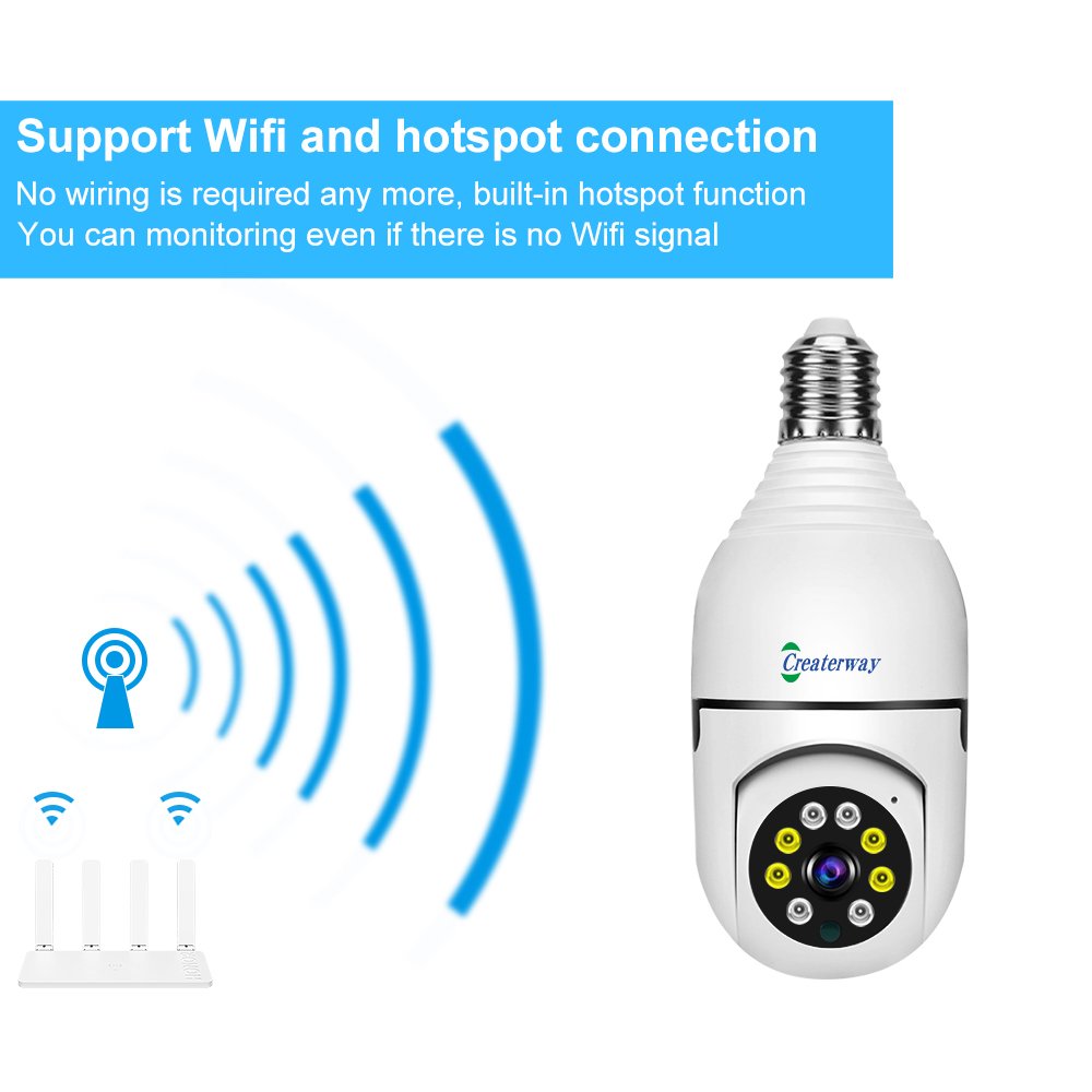 2022 Newest V380 PTZ Smart Wifi Camera E27 Bulb Socket Security Surveillance Wireless CCTV camera for Smart home system