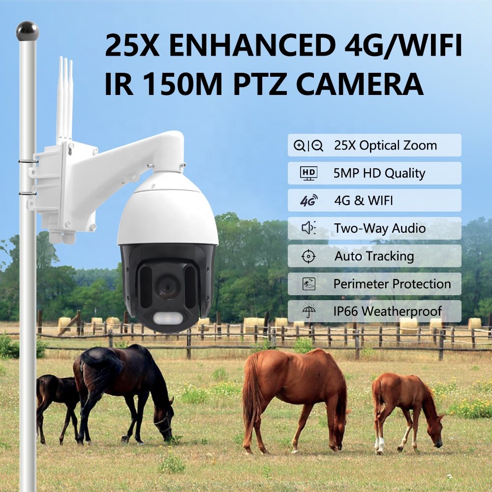 Multifunctional Farm Rural 4G CCTV Dual Light AI Smart Auto tracking Video Surveillance WiFi Security Cameras