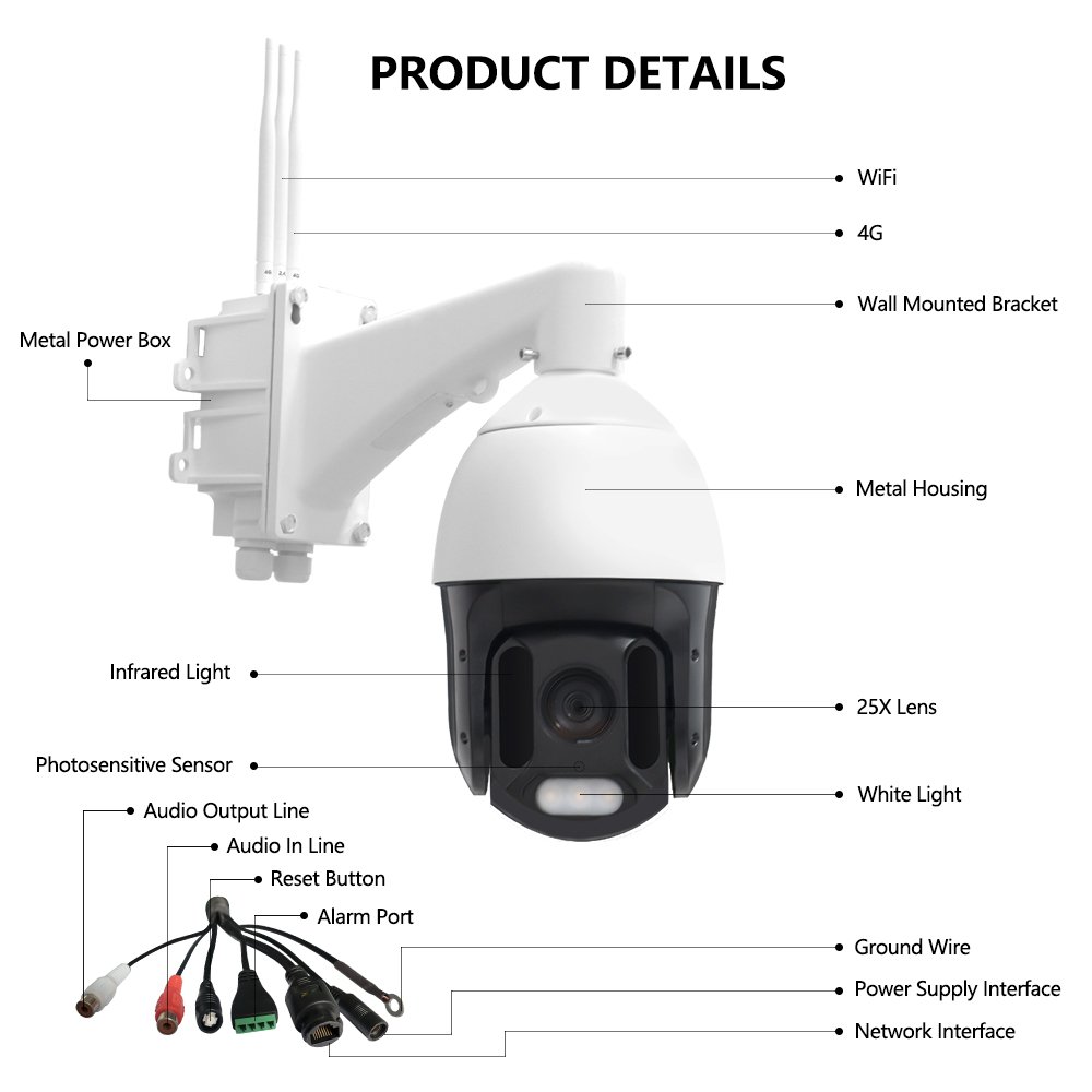 Multifunctional Farm Rural 4G CCTV Dual Light AI Smart Auto tracking Video Surveillance WiFi Security Cameras