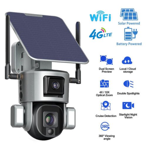 360 5g Smart Ip 4k Spy Construction Lamp Solar Cctv Kit Wireless Outdoor Wifi Home Security Cameras System Surveillance