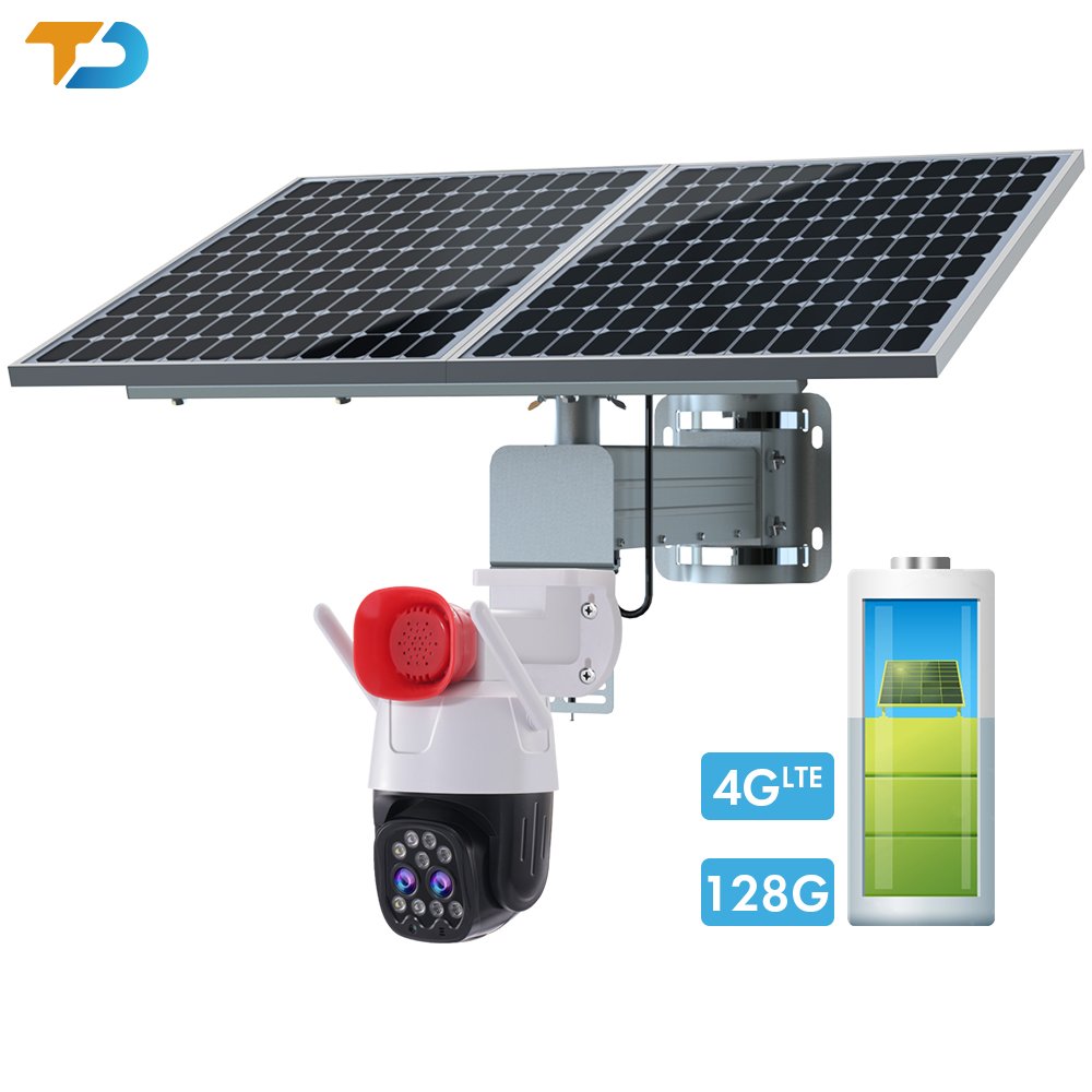 TecDeft Two-way Audio Solar PTZ 4G Sim Card Dual Lens 4mp+4mp 10x optics Zoom Security Wifi Solar Camera For Farm Outdoor IP65