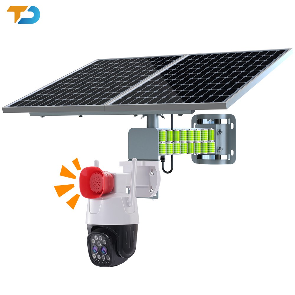 TecDeft Two-way Audio Solar PTZ 4G Sim Card Dual Lens 4mp+4mp 10x optics Zoom Security Wifi Solar Camera For Farm Outdoor IP65