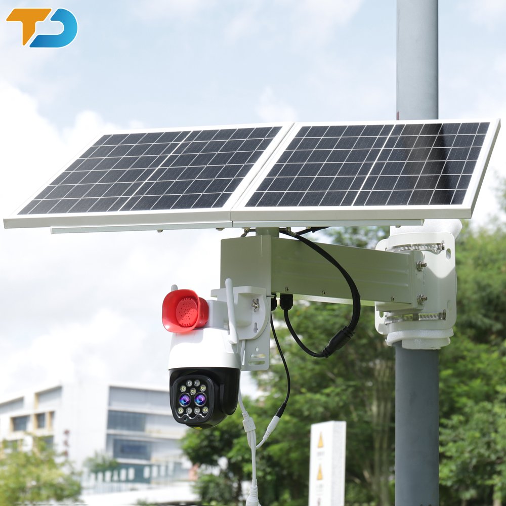 TecDeft Two-way Audio Solar PTZ 4G Sim Card Dual Lens 4mp+4mp 10x optics Zoom Security Wifi Solar Camera For Farm Outdoor IP65
