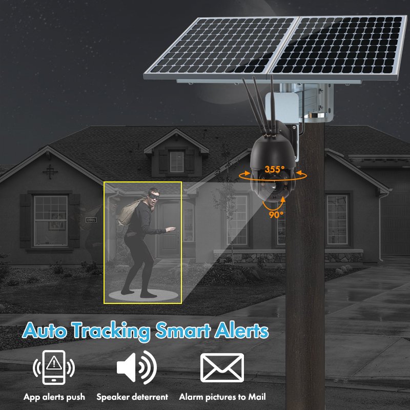 TecDeft Intelligent Solar Power Energy Network Camera Outdoor Wireless Solar Panel Security Solar Camera