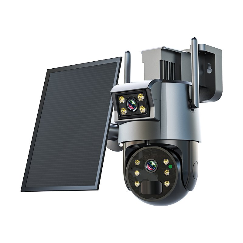 Ubox 10X optical zoom solar 4g sim card camera 8W solar panel 6MP CCTV ptz color night vision camera dual lens motion detection