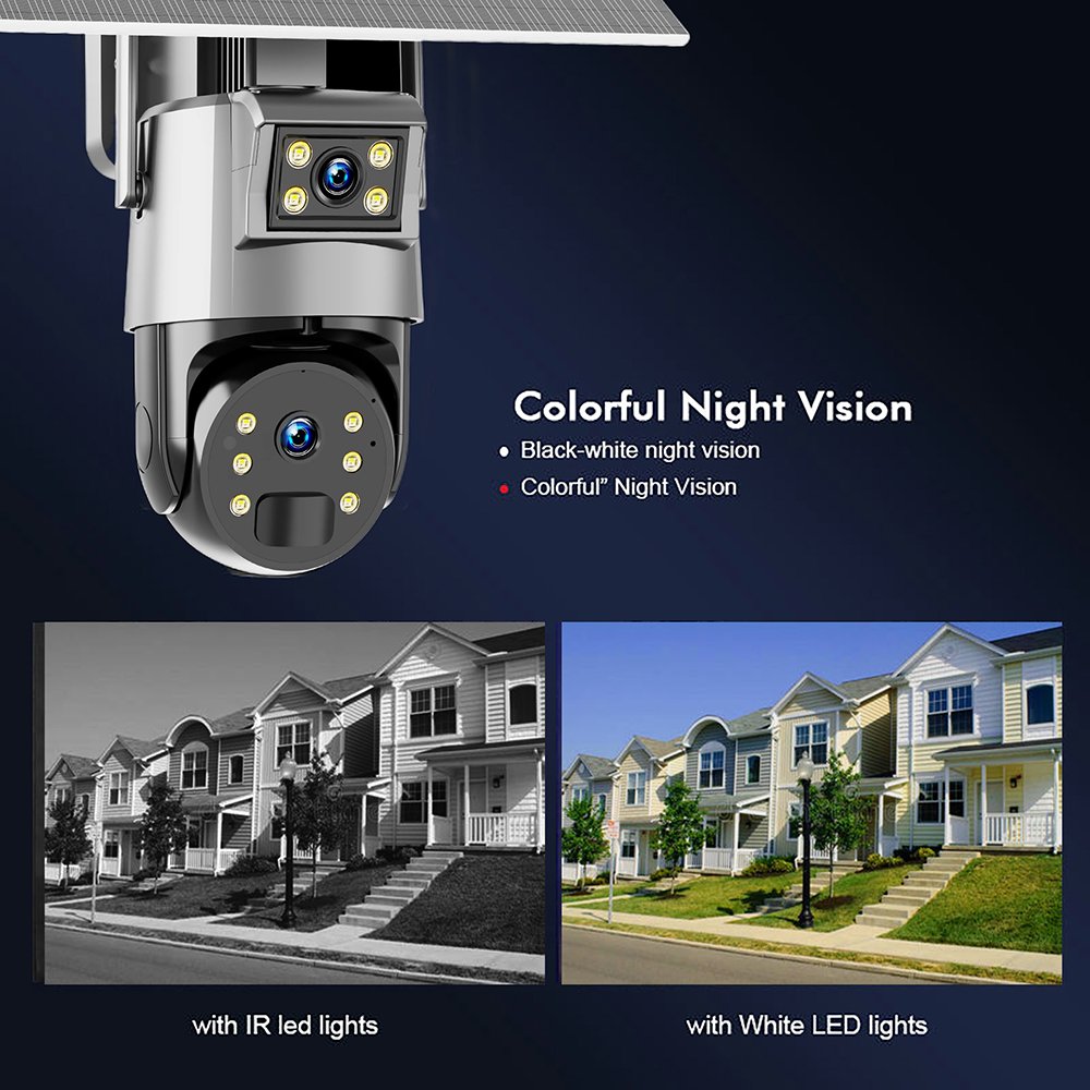 Ubox 10X optical zoom solar 4g sim card camera 8W solar panel 6MP CCTV ptz color night vision camera dual lens motion detection