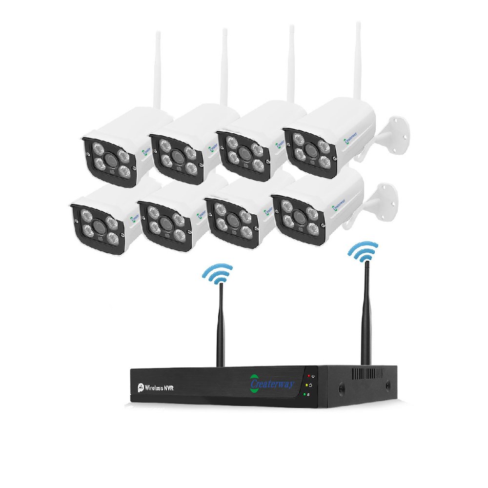 8CH H.265 Outdoor WiFi Surveillance IP Camera System 5MP Wireless Security CCTV NVR Kits Night Vision Indoor Use CMOS POE AHN