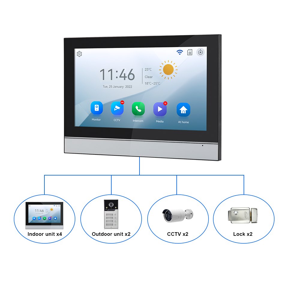 IP Video Intercom 10 Touch Monitor Video Door Phone Intercom System for 4Unit Apartment Wifi Doorphone