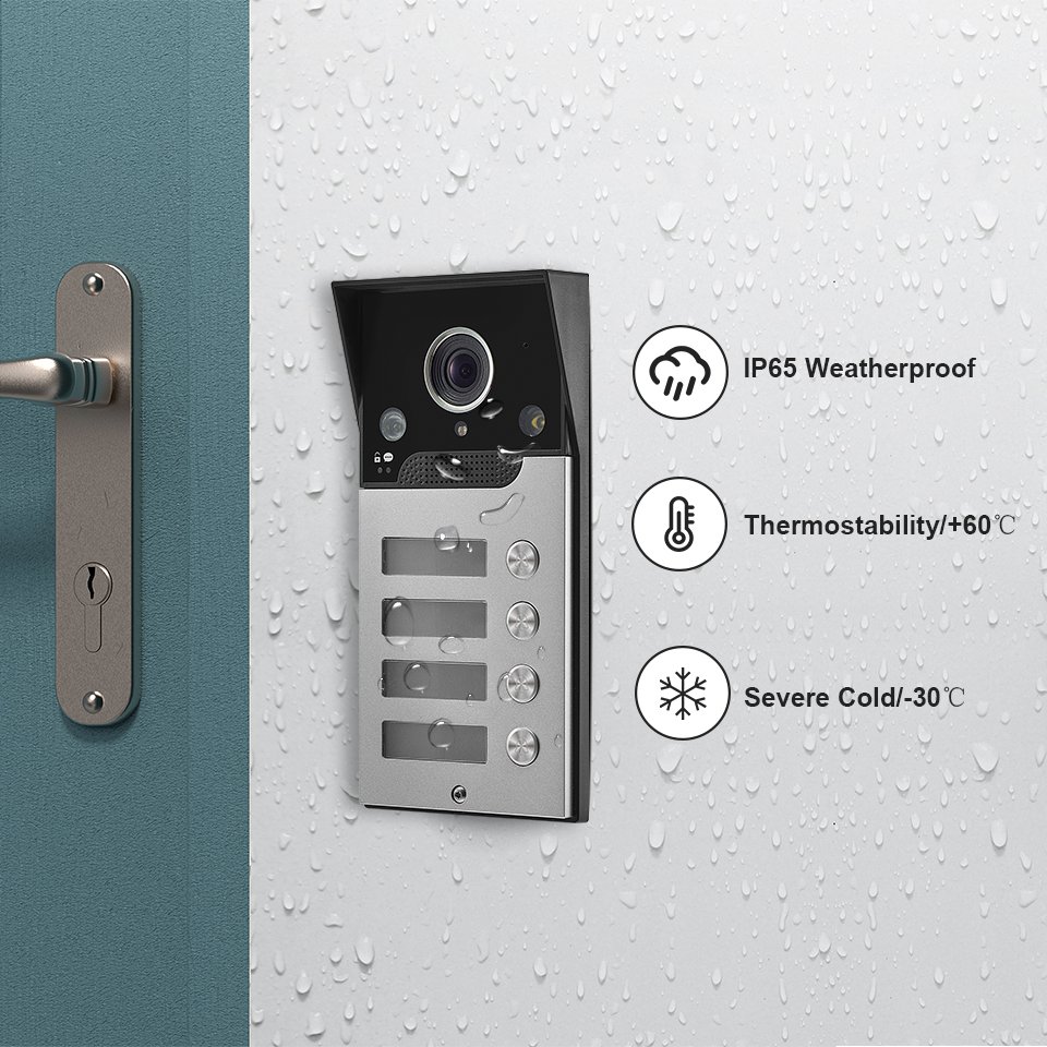 IP Video Intercom 10 Touch Monitor Video Door Phone Intercom System for 4Unit Apartment Wifi Doorphone