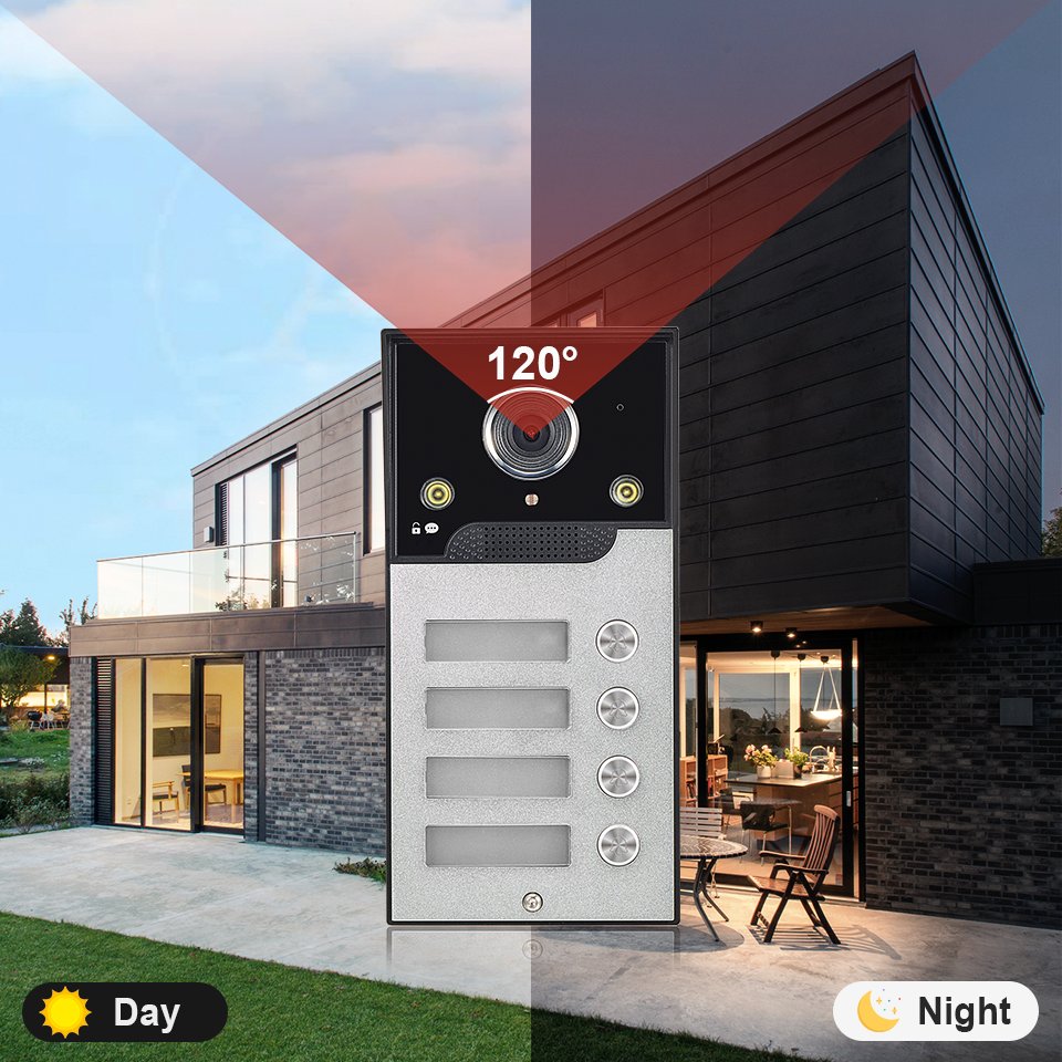 IP Video Intercom 10 Touch Monitor Video Door Phone Intercom System for 4Unit Apartment Wifi Doorphone