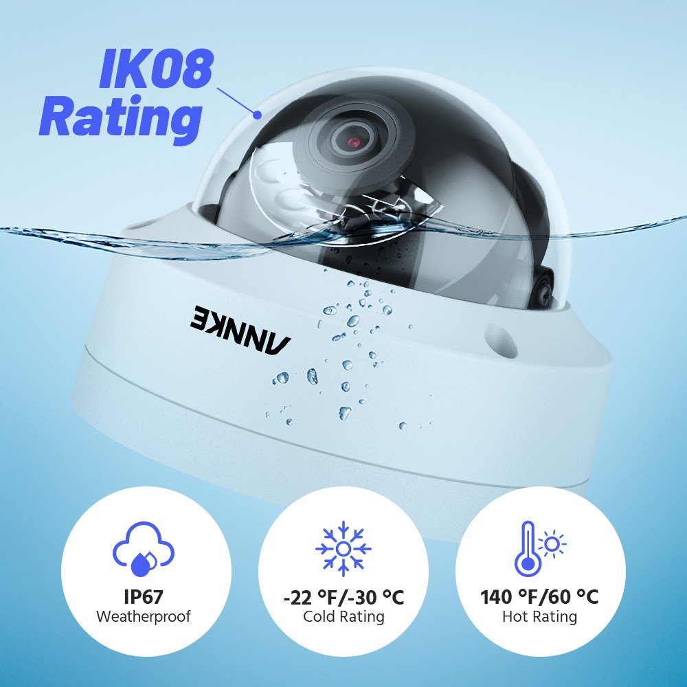 ANNKE 8CH 4K (12MP) PoE NVR System with 4pcs 12MP AI & Smart Dual Light & Microphone PoE IP Outdoor CCTV Dome Cameras