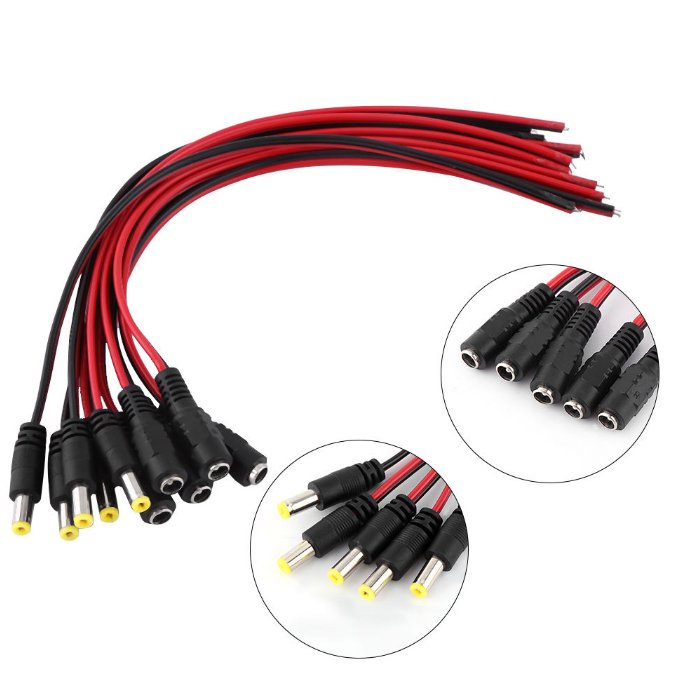 Male Cable Plug Wire 5.5*2.1mm 12V DC Power Pigtail For CCTV Security 30cm