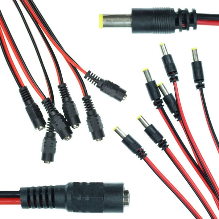 Male Cable Plug Wire 5.5*2.1mm 12V DC Power Pigtail For CCTV Security 30cm