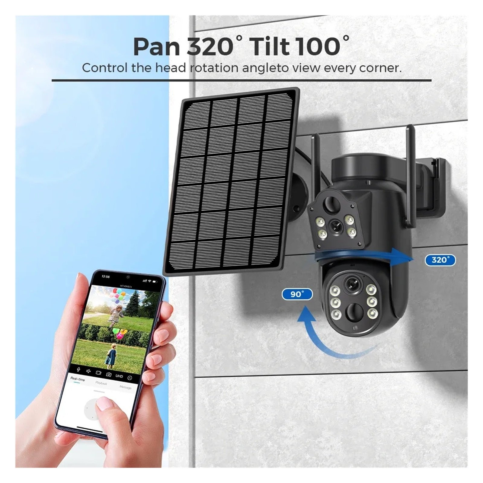 Senhuo 4k 87,800 Mah Battery Dual Lens WIFI IP Solar Camera, PIR Body Detection Night Vision Security Monitoring ICSEE