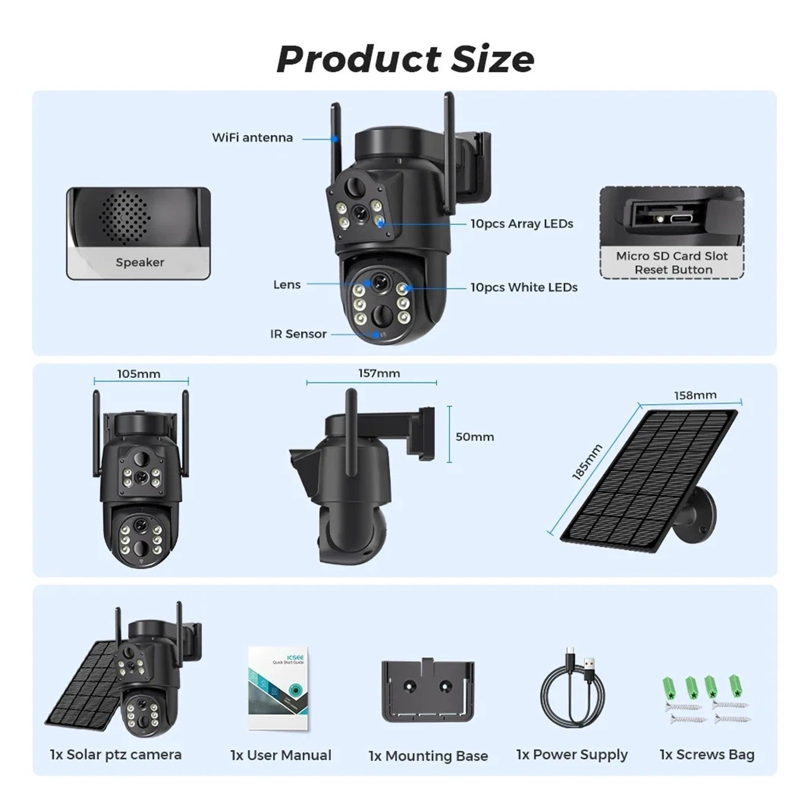 Senhuo 4k 87,800 Mah Battery Dual Lens WIFI IP Solar Camera, PIR Body Detection Night Vision Security Monitoring ICSEE