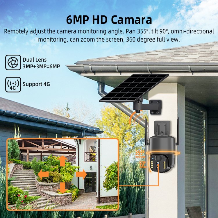 10X Zoom solar panel 4G IP network Camera for security cctv camera connected to mobile phone