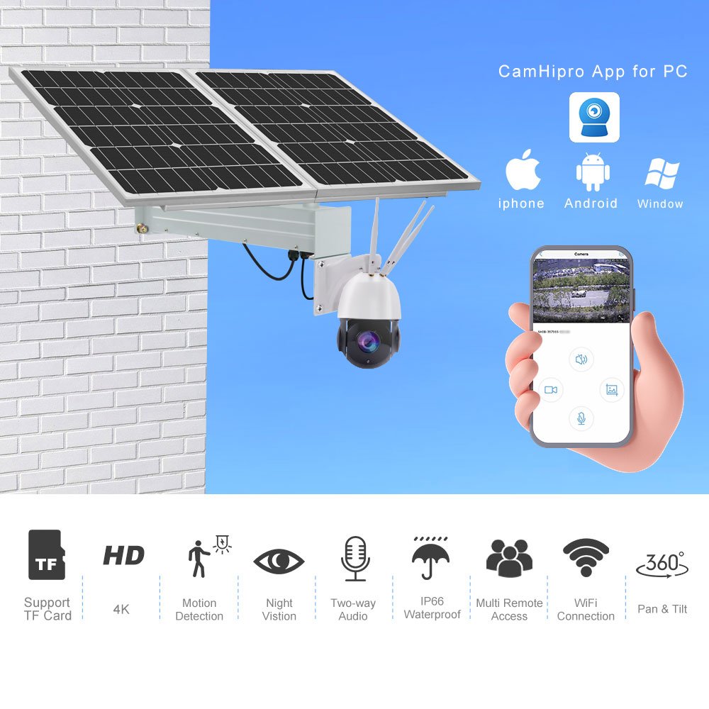 TecDeft Surveillance IP Solar Powered Battery Cameras Wireless PTZ CCTV Outdoor Security WIFI 4G Solar Camera With Sim Card