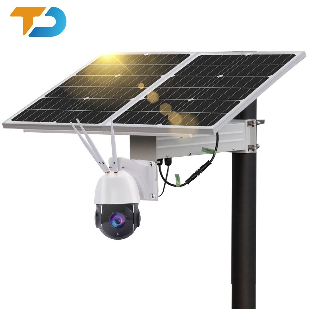 TecDeft Surveillance IP Solar Powered Battery Cameras Wireless PTZ CCTV Outdoor Security WIFI 4G Solar Camera With Sim Card
