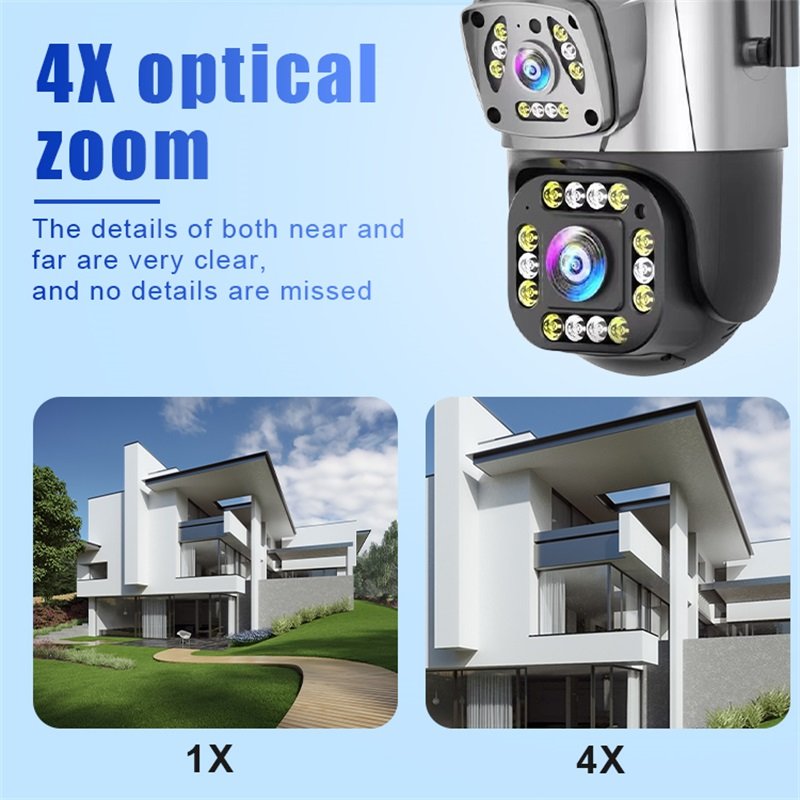 4mp 4x Zoom Security Camera System Wireless Outdoor Wifi Network Surveillance Ip Cameras Dual Lens Ptz Cctv Camera