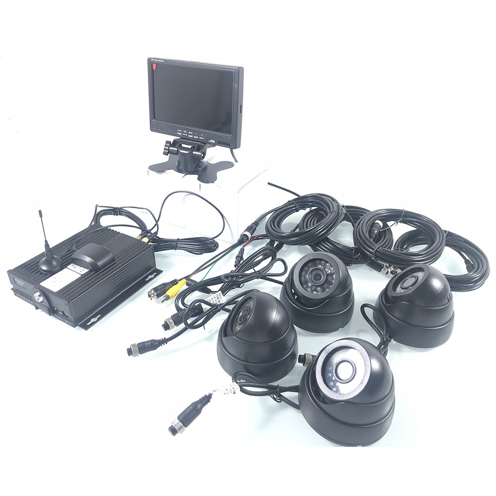 HYF AHD 1080P 4 Channels 4G GPS Bus Camera Monitoring Suite with Remote Technical Dual SD Card Mobile DVR Video Surveillance Kit