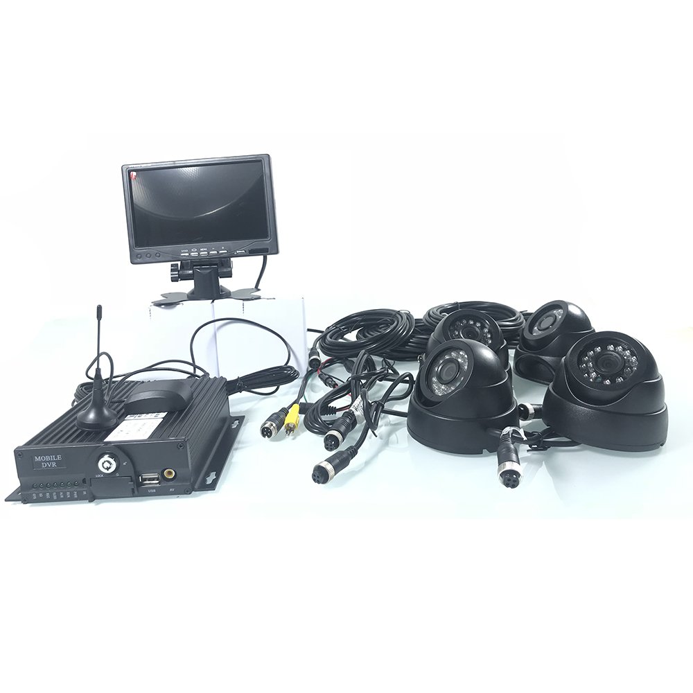 HYF AHD 1080P 4 Channels 4G GPS Bus Camera Monitoring Suite with Remote Technical Dual SD Card Mobile DVR Video Surveillance Kit