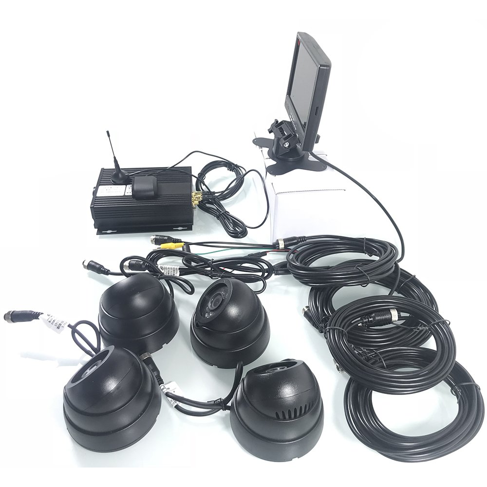 HYF AHD 1080P 4 Channels 4G GPS Bus Camera Monitoring Suite with Remote Technical Dual SD Card Mobile DVR Video Surveillance Kit