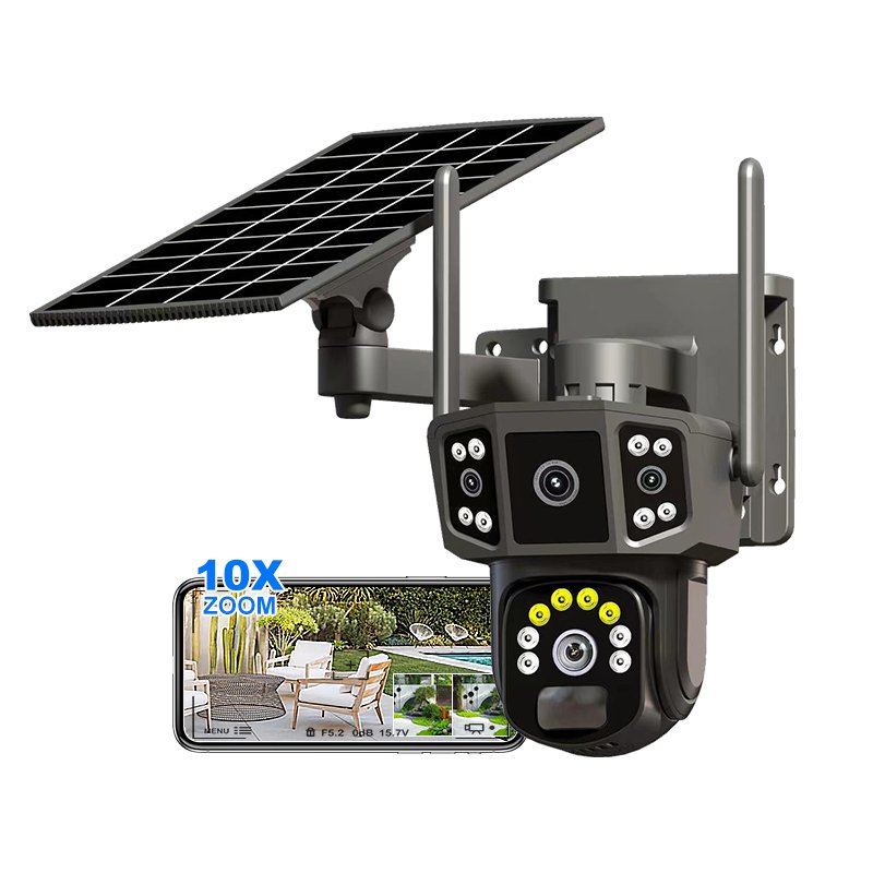 V380 Pro PTZ 4G Solar Security Camera System Wireless Outdoor Motion Detection 360 Degree Rotation H.265 Wifi Wireless camera