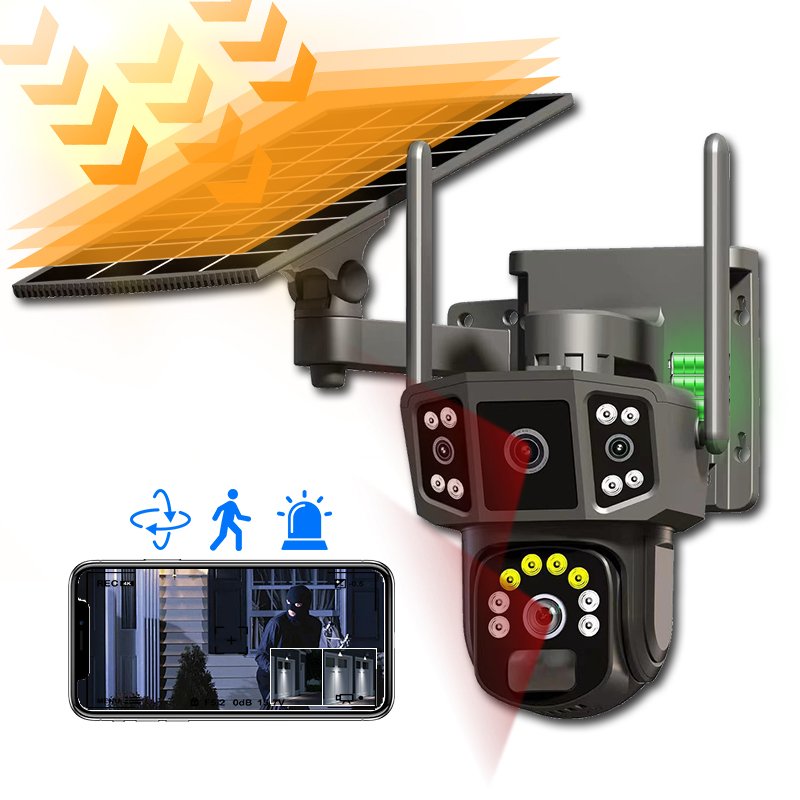 V380 Pro PTZ 4G Solar Security Camera System Wireless Outdoor Motion Detection 360 Degree Rotation H.265 Wifi Wireless camera