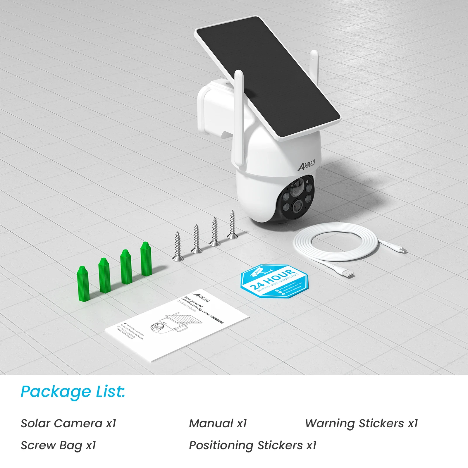 Anran Newest 4MP Embedded Solar Panel Wireless 360 degree Spotlight PIR Detection APP Alert WiFi PTZ Camera Security