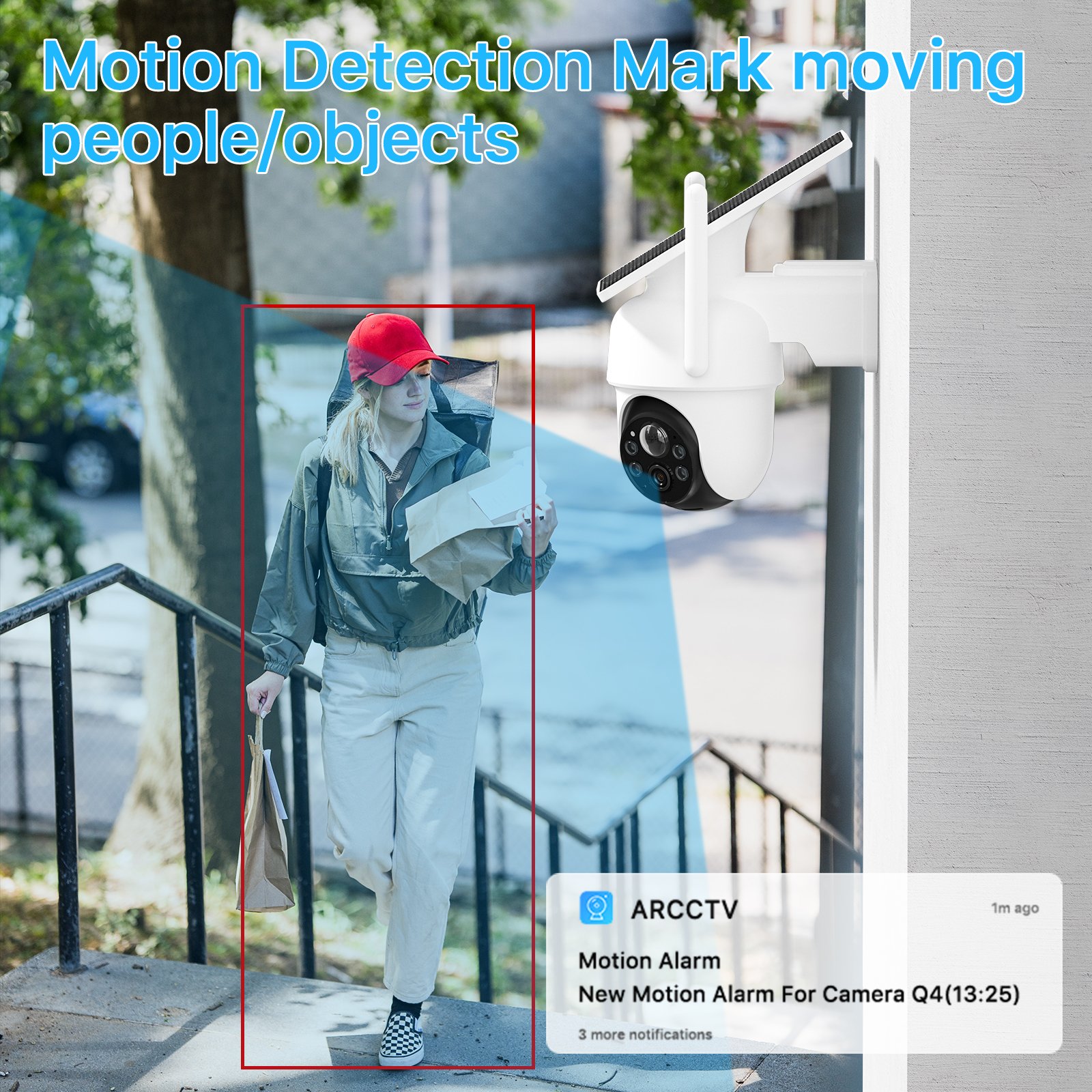 Anran Newest 4MP Embedded Solar Panel Wireless 360 degree Spotlight PIR Detection APP Alert WiFi PTZ Camera Security