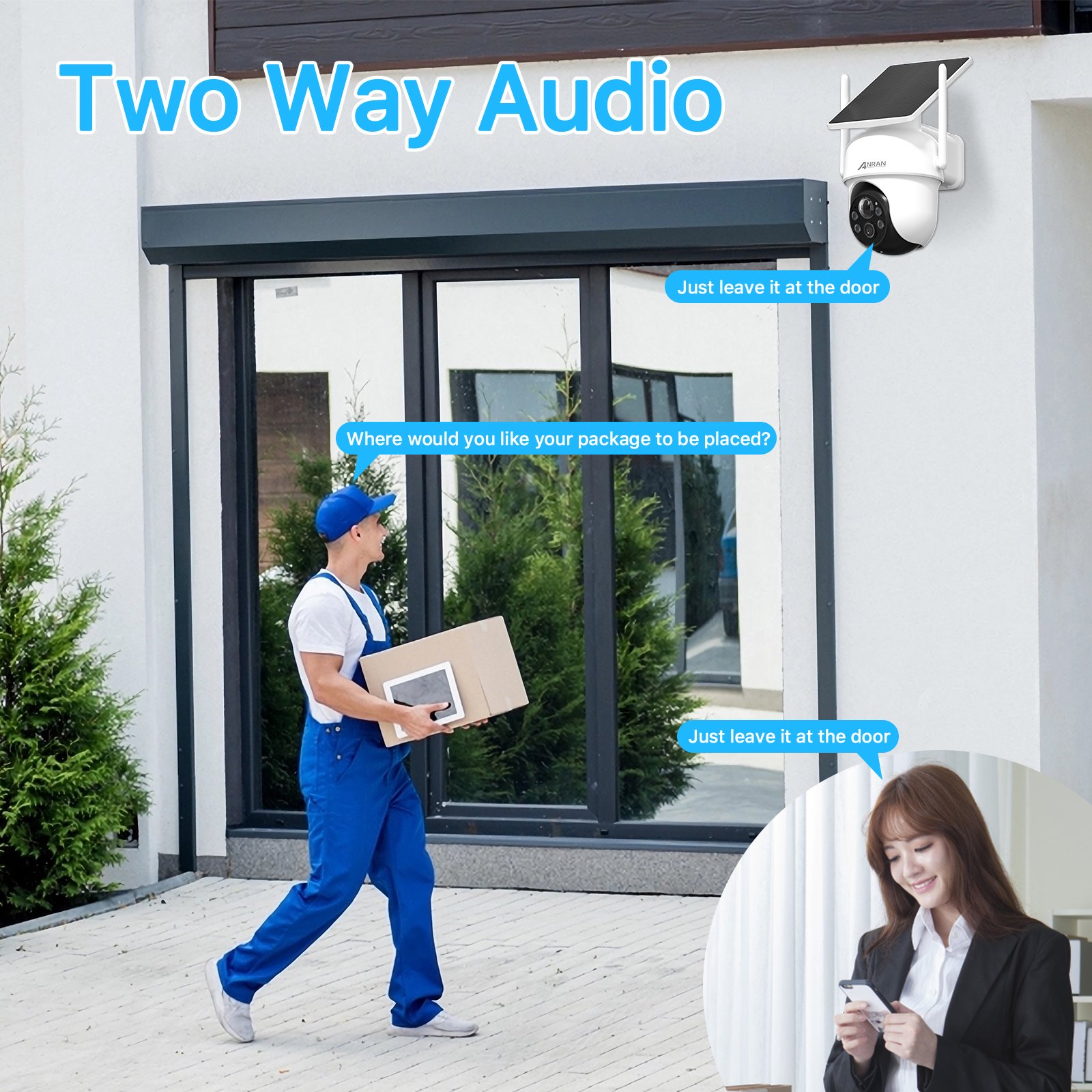 Anran Newest 4MP Embedded Solar Panel Wireless 360 degree Spotlight PIR Detection APP Alert WiFi PTZ Camera Security