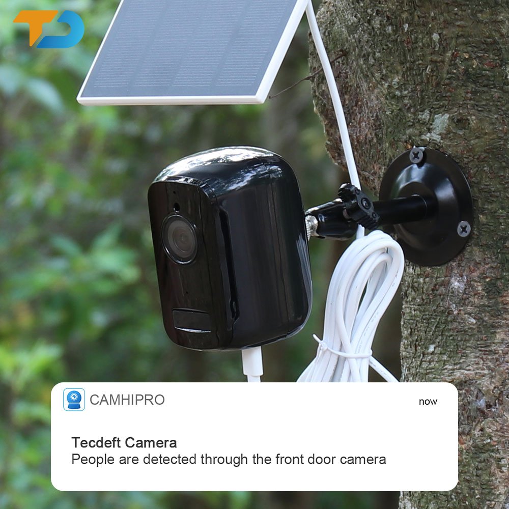 TecDeft Surveillance Outdoor Solar Wifi Security CCTV Bullet For Camera Wireless 12V Power Supply Solar Panel IP Security Camera