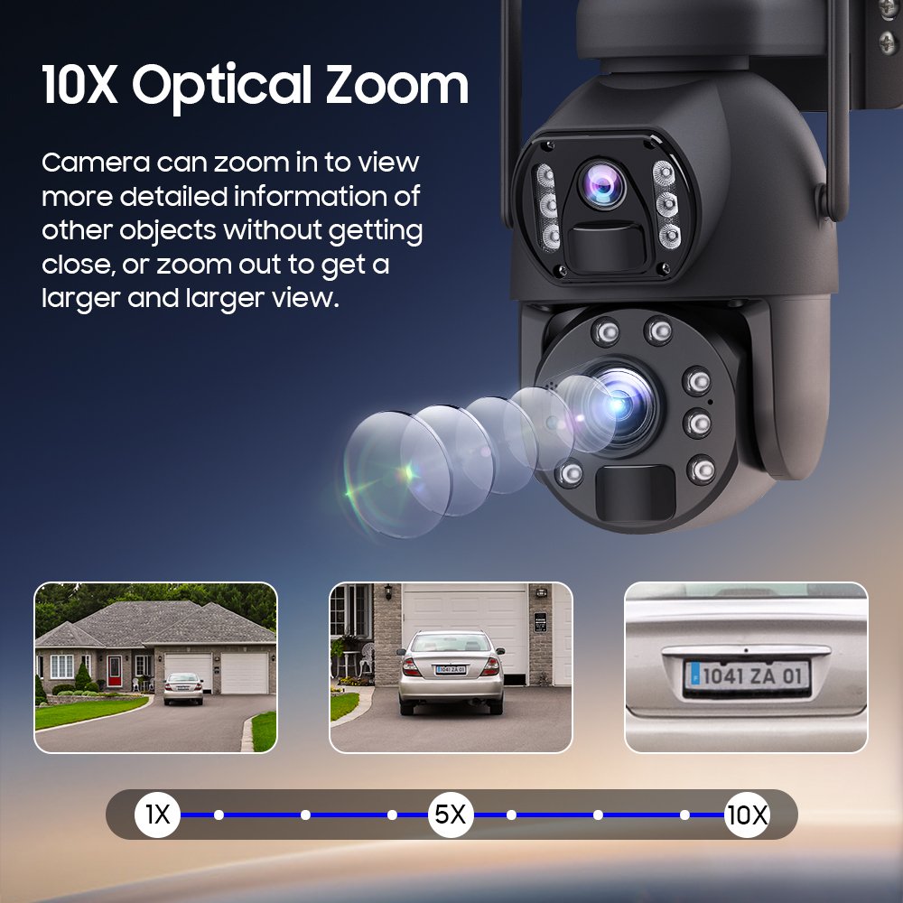 Wistino 10X Optical Zoom Dual 4G Solar Camera Outdoor Wireless Alarm Linkage Dual Lens Ubox 4G Sim Card Solar Camera