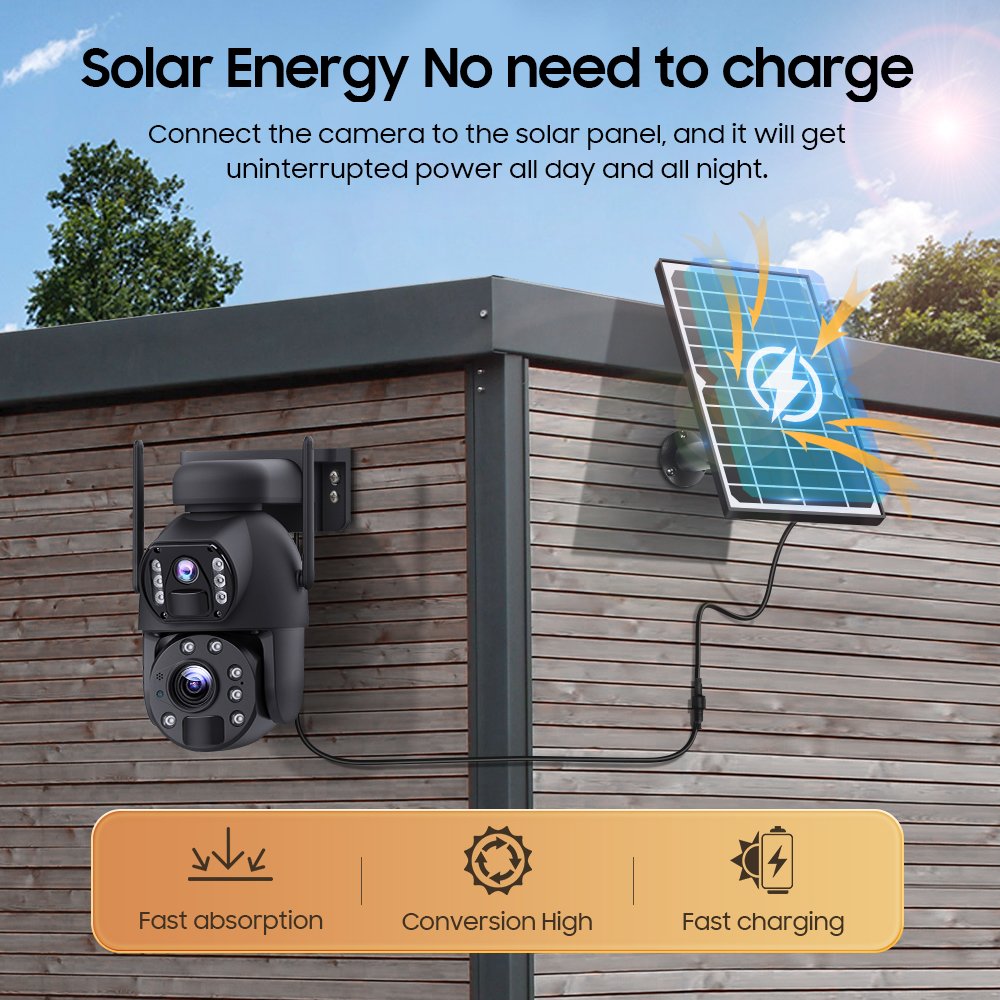 Wistino 10X Optical Zoom Dual 4G Solar Camera Outdoor Wireless Alarm Linkage Dual Lens Ubox 4G Sim Card Solar Camera