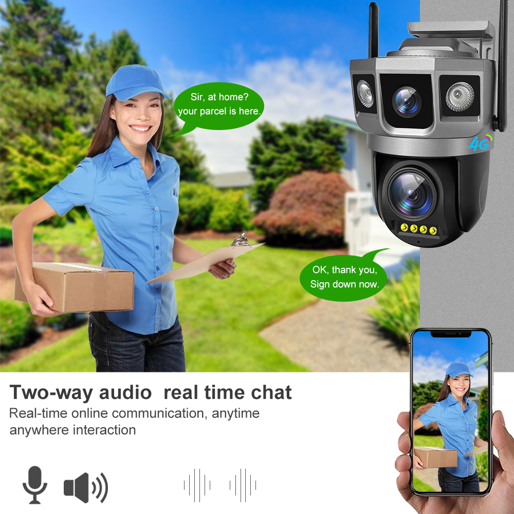 Dual Lens Security Protection Waterproof Home Security CCTV Video Surveillance 4g camera V380 Pro IP network outdoor PTZ camera