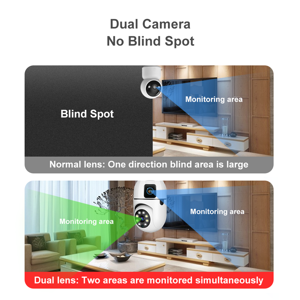 2 Lens Camera Two-Way Audio Wifi Smart Home Cctv Security Camera 1080p Night Vision Home Indoor Surveillance Camera