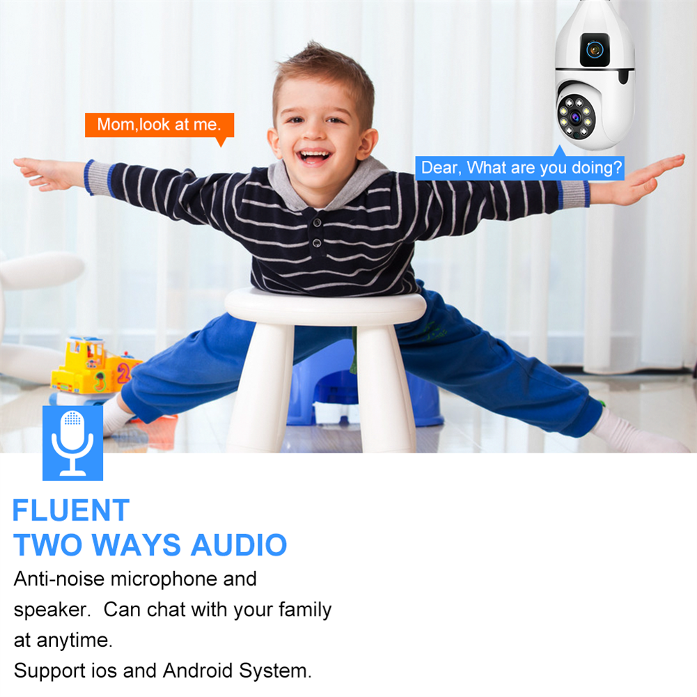 2 Lens Camera Two-Way Audio Wifi Smart Home Cctv Security Camera 1080p Night Vision Home Indoor Surveillance Camera