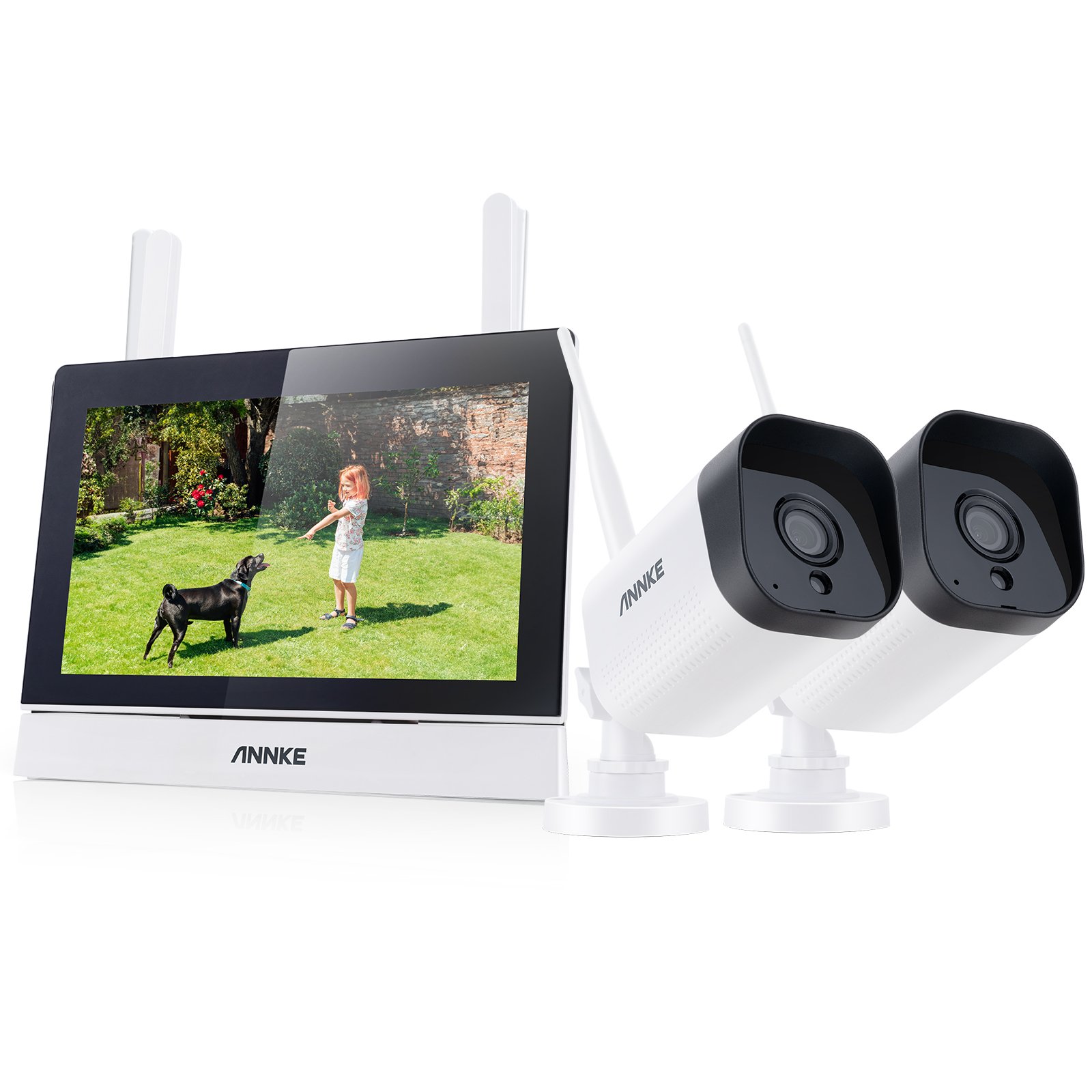 ANNKE 4CH 5MP 7-inch IPS touch screen WiFi NVR with 2pcs 3MP WiFi Wireless Security System