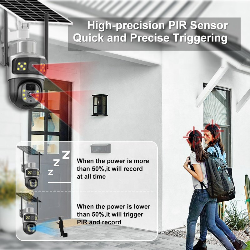 8mp Dual Lens Solar 4g Camera Wireless Ip Auto Tracking Security Surveillance System With Two-Way Audio Ptz Network Camera