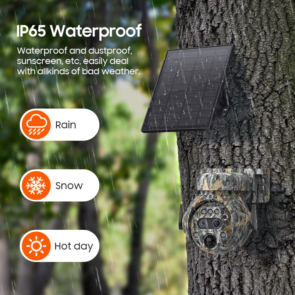New Arrival Mini 12X Zoom Maple Leaf Camouflage 4G Sim Card IP66 Solar Powered Battery PIR Solar Power Hidden Solar Camera