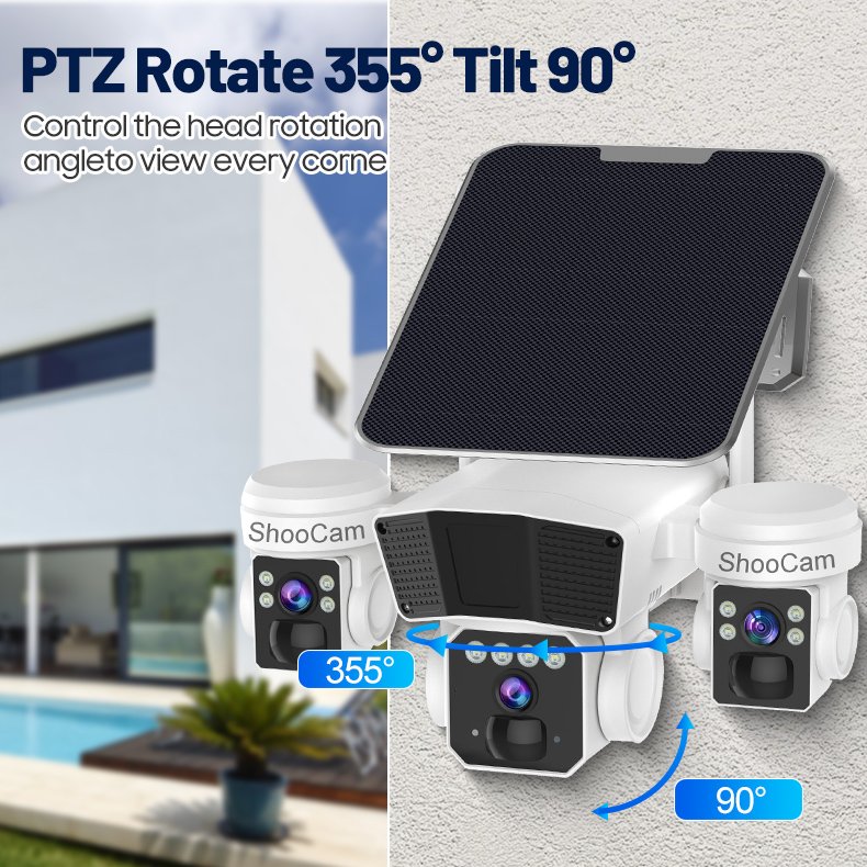 12mp Solar 4g/Wifi Camera 3lens 3Screen Home Wireless Security Network Outdoor Solar Cctv Camera 4g Sim Card