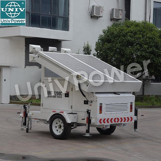 Hot Selling Mobile LED Solar Light Tower Telescopic Mast Solar Light Tower Portable Lighting Tower With 4 pcs PV Panel