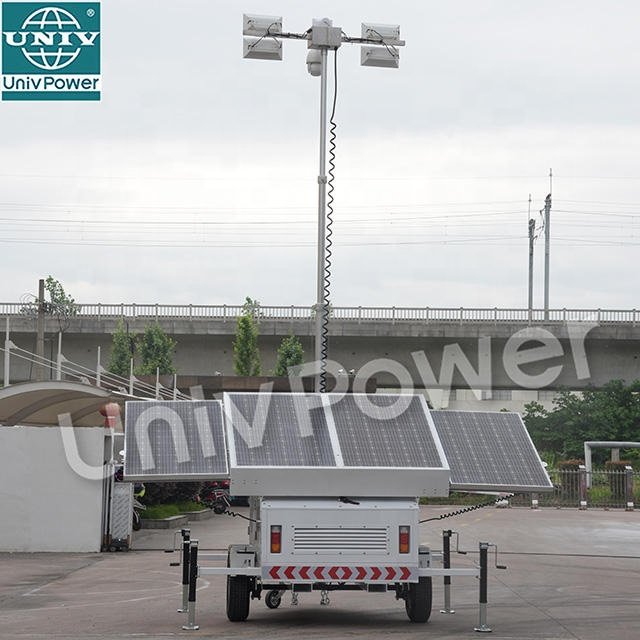 Hot Selling Mobile LED Solar Light Tower Telescopic Mast Solar Light Tower Portable Lighting Tower With 4 pcs PV Panel